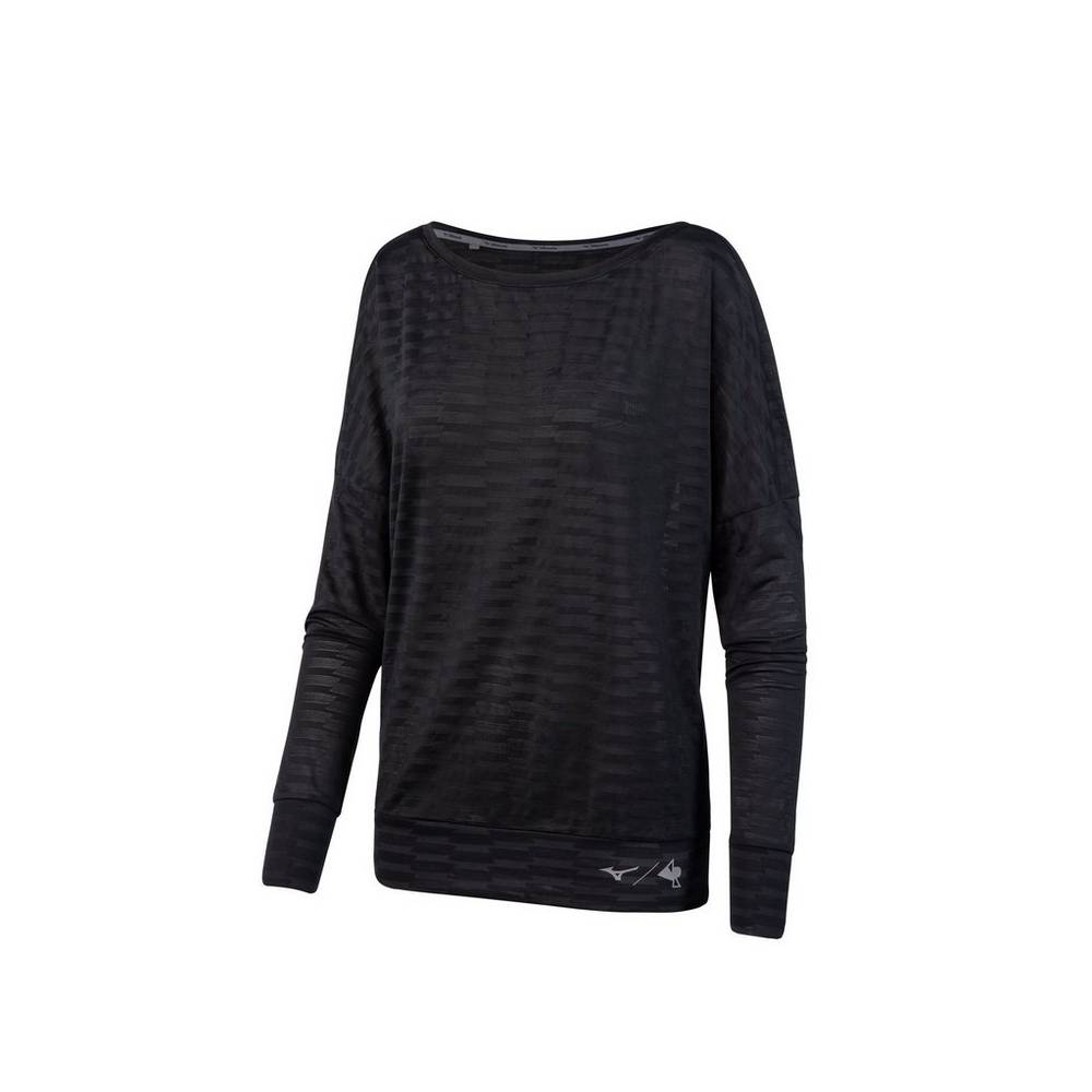 Maglie Running Mizuno April Ross Flow Donna - Nere - 74583-VITC